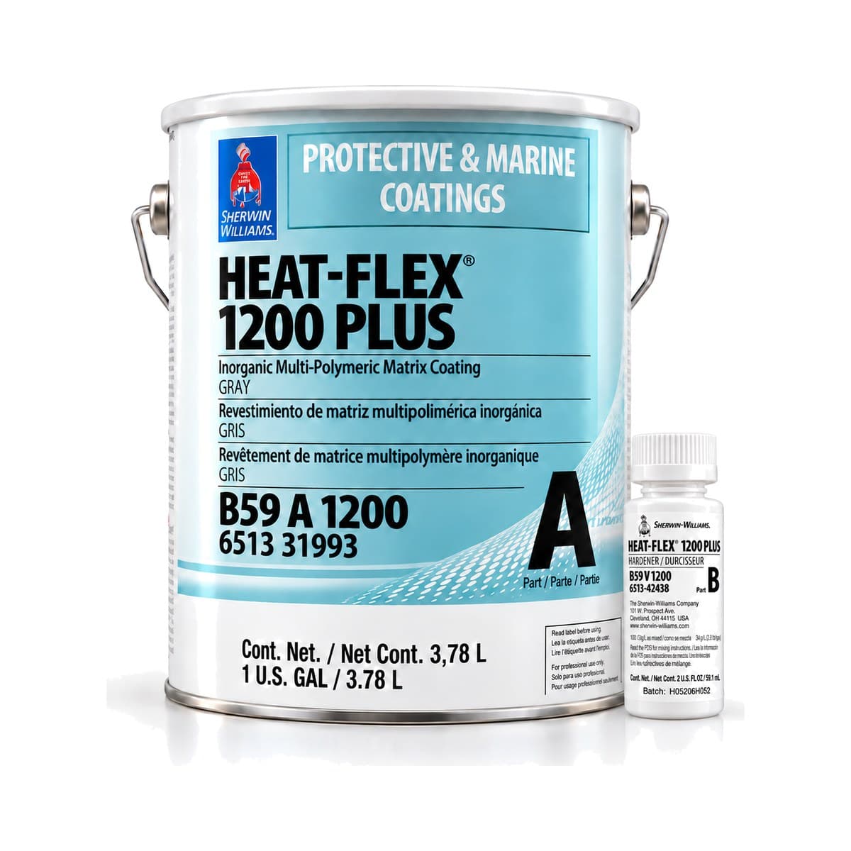 Heat-Flex 1200 Plus Sherwin Williams gris, kit 3,78 L: Parte A y Parte B endurecedor