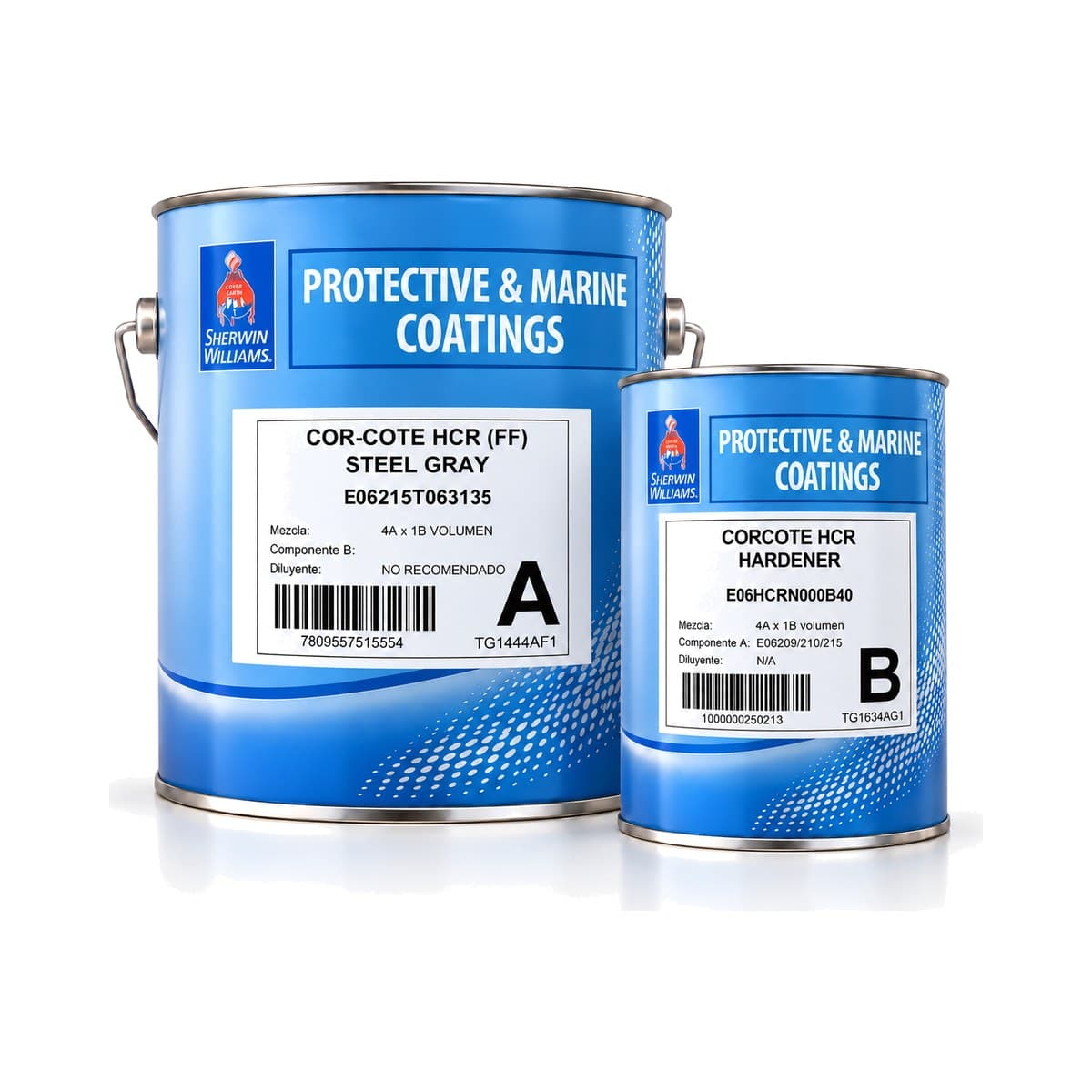 Cor-Cote HCR FF Sherwin Williams Gris (Steel Gray): kit Parte A 3,78 L y Parte B endurecedor 0,95 L
