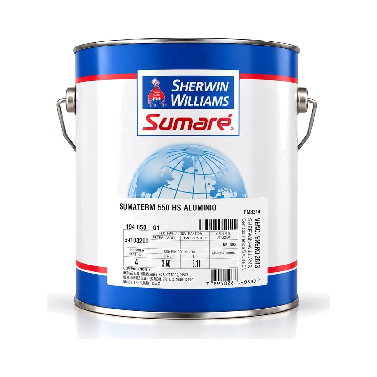 Sumaterm 550 HS Sherwin Williams, esmalte aluminio silicona para alta temperatura 550 °C, 3,6 L